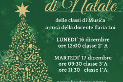 Volantino Concerto Natale Evento Musicale Elegante Minimale Classico Verde Oro - 1